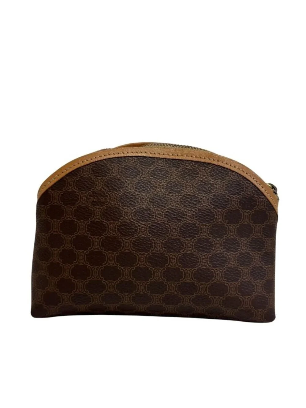 Celine Case Makeup Pouch Vanity Half Moon Macadam